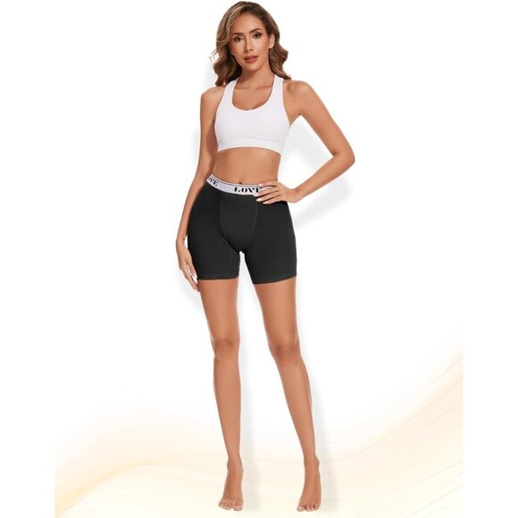 🆕Women's Black Boxer Briefs High Waisted Modal Boy Shorts Underwear - Picture 2 of 5